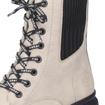 Beżowe Botki workery damskie Rieker X3414-60 ciepłe zimowe ocieplone