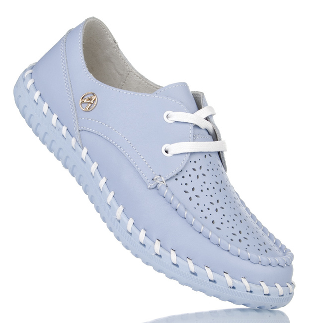 Błękitne półbuty ażurowe skórzane Artiker 54C1519 LT.BLUE