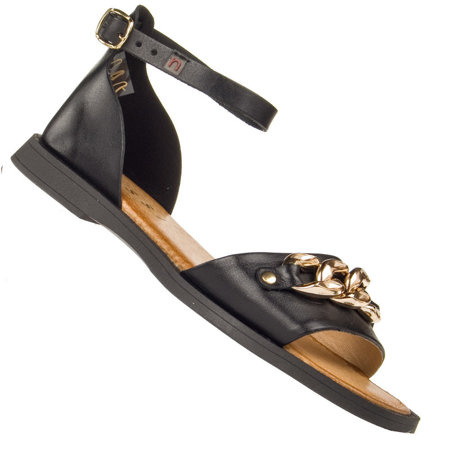 Sandały skórzane damskie Nessi 22185 cz+cz