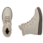 Skórzane Botki damskie Rieker Y4305-60 beżowe wygodne ocieplone