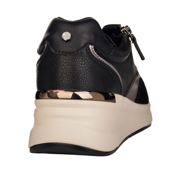 Czarne sneakersy na platformie damskie Filippo DP7105/25 BK skórzane