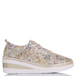 Ażurowe półbuty na koturnie T. Sokolski AMI W26-150 FL BE skórzane