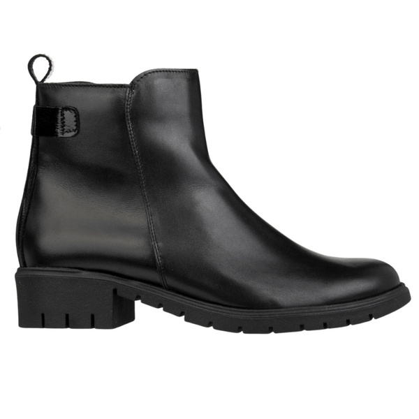 Skórzane Botki damskie Bioeco Arka 7911 czarne eleganckie ocieplone