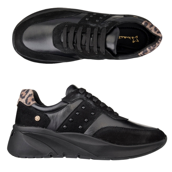 Czarne Sneakersy damskie Maciejka P7239-01 czarne skórzane sportowe