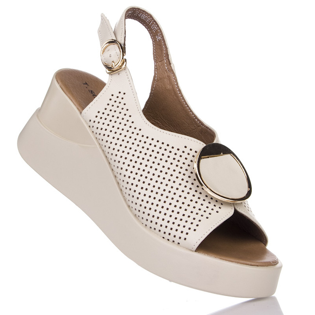 Sandały na koturnie damskie beżowe T. Sokolski L25-248 beige