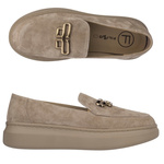 Zamszowe mokasyny damskie Filippo DP7216/25 BE beżowe z ozdobą