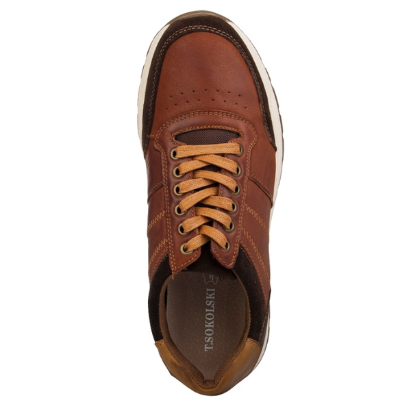 Skórzane sneakersy męskie T.Sokolski CH W25-361 brązowe wiązane