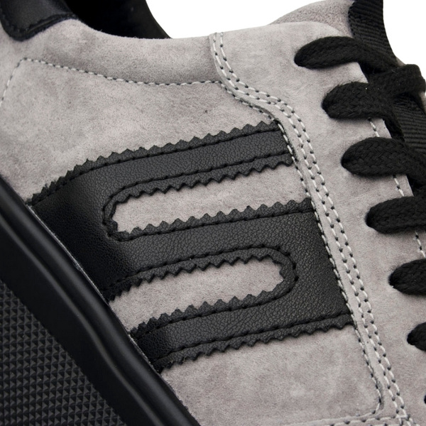 Szaresneakersy na platformie damskie Filippo DP6743/25 BK skórzane