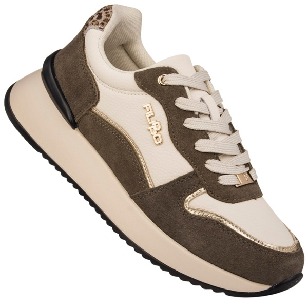 Sneakersy sportowe na platformie damskie Filippo DP7103 WH BR skórzane