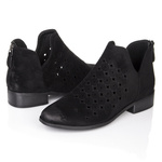 Czarne ażurowe botki zamszowe Potocki 12664BK z dziurkami