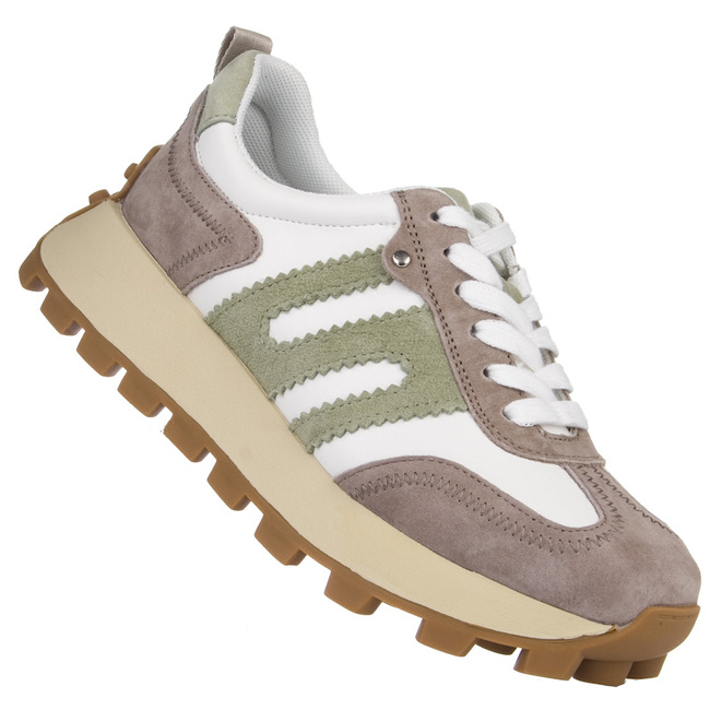 Sneakersy damskie Filippo DP6743/25 WH BE skórzane biało beżowe