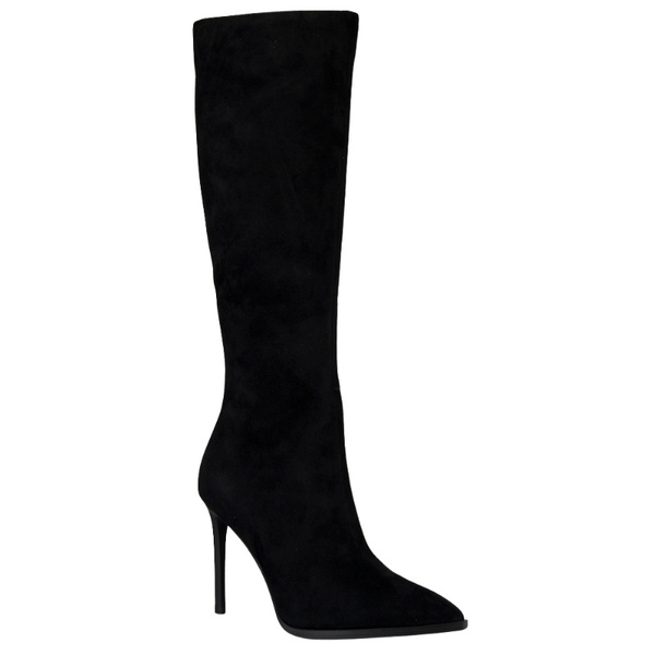 Zamszowe Kozaki na szpilce damskie S.Barski CR52-668 czarne ocieplone