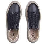 Czarne sneakersy damskie Filippo DP6119 BK BE skórzane na platformie