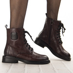 Skórzane trzewiki damskie Maciejka K7180-02 brązowe ocieplone