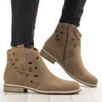 Skórzane Kowbojki damskie T.Sokolski HX Z25-166 beżowe ażurowe