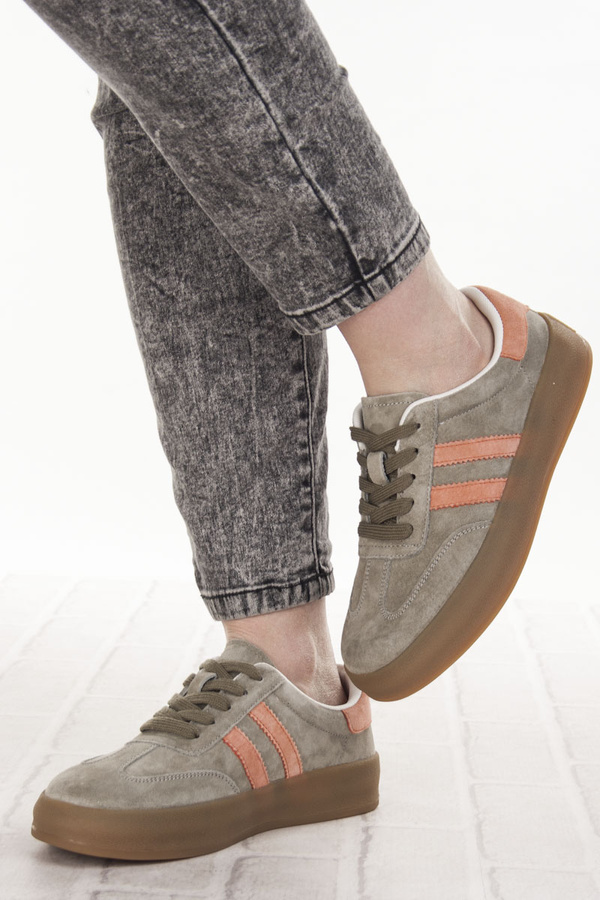 Szare sneakersy damskie Filippo DP6764/25 KH OR buty sportowe skórzane