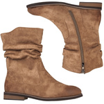 Zamszowe botki damskie Potocki 19311KH beżowe ocieplone wygodne