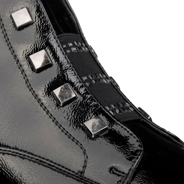 Eleganckie Botki lakierowane S.Barski HY52-527 czarne ocieplone