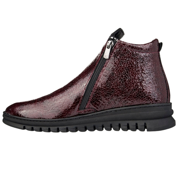 Lakierowane Botki na zamek damskie Artiker 57C2165 bordowe skórzane