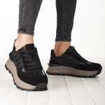 Czarne sneakersy na platformie damskie Filippo DP7408 BK skórzane