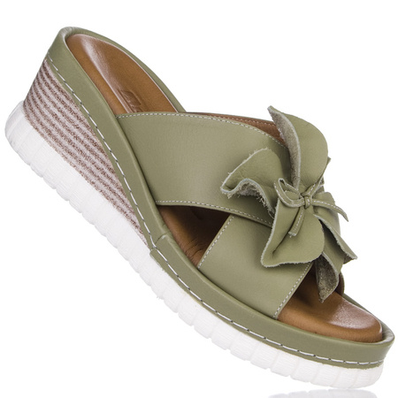 Klapki skórzane Artiker 52C0503 zieone