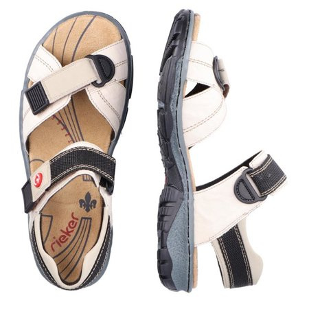 Sportowe sandały trekkingowe damskie Rieker 68851-80 białe na rzepy