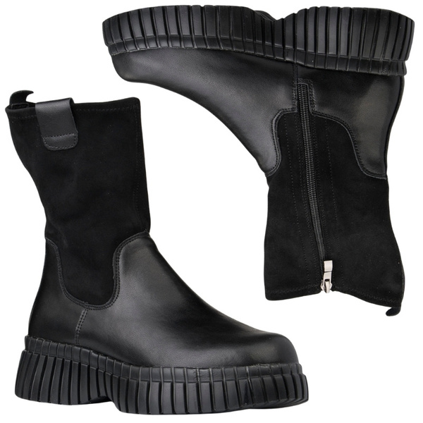 Czarne botki damskie Filippo DBT7163/25 BK skórzane ze stretchem