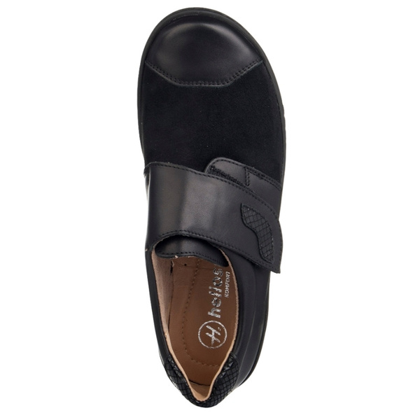 Buty Barefoot damskie na rzepy Helios 462 czarne skórzane Polskie