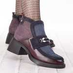 Botki damskie Maciejka 06747-23 bordo granat skórzane wygodne zimowe