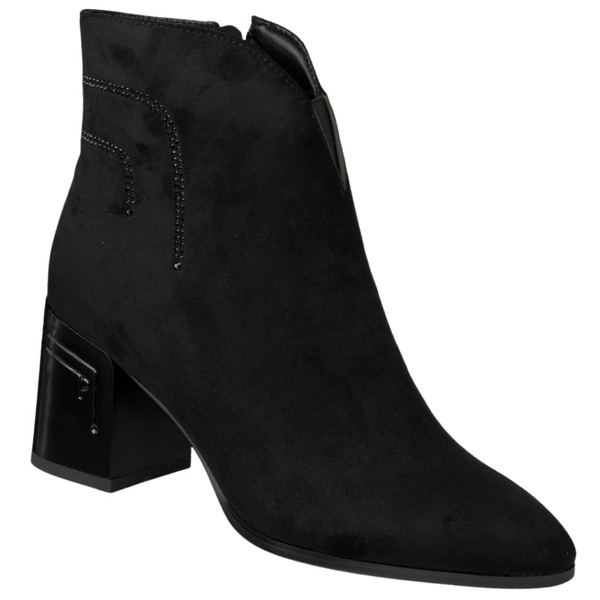 Zamszowe Botki damskie D&A S.Barski MR52-131 czarne ocieplone