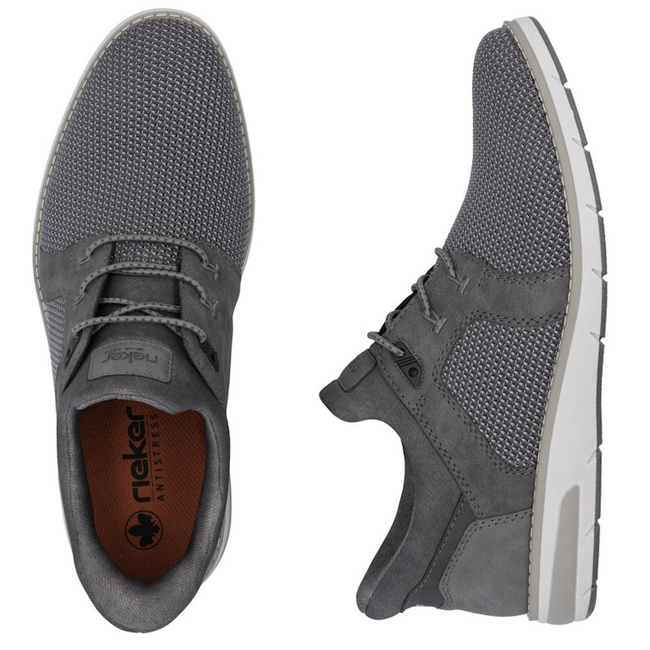 Szare półbuty męskie casual Rieker 11358-42 grey wiązane wkładane