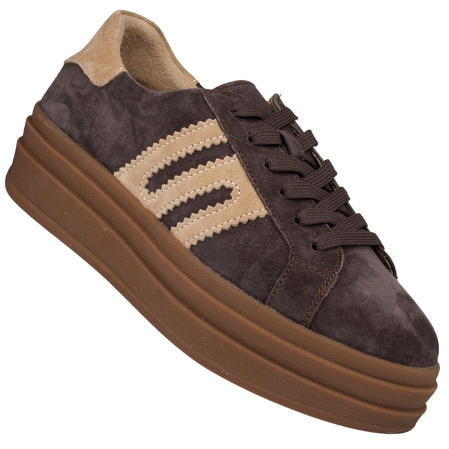 Brązowe sneakersy zamszowe Venezia V408-00392 skórzane sportowe