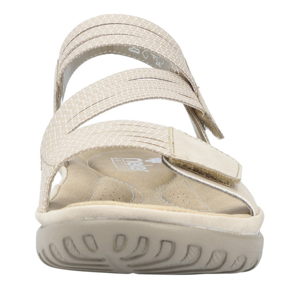 Sandały damskie na rzepy beżowe Rieker 64870-62 Beige z gumkami