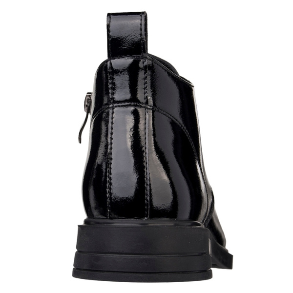 Lakierowane Botki wiązane D&A S.Barski MR52-144 czarne skórzane
