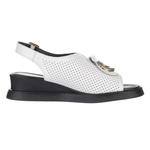 Sandały na koturnie damskie Filippo DS6873/25 WH białe skórzane