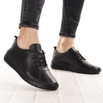 Skórzane półbuty na platformie T. Sokolski 4000 BLK czarne wiązane