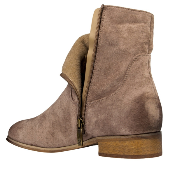 Zamszowe botki damskie Potocki 12745KH beżowe ocieplone wygodne