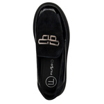 Lakierowane mokasyny damskie Filippo DP7216/25 BK czarne z ozdobą