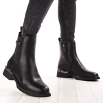 Skórzane Botki damskie T.Sokolski HW 42 BLK czarne ocieplane z gumką