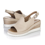 Sandały na koturnie damskie Artiker 56C0919 beige beżowe skórzane