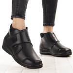 Skórzane botki damskie na rzepy Axel 1726 czarne tęgość H na haluksy