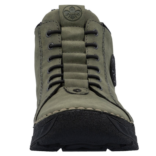 Zielone Botki trzewiki damskie Rieker 44550-54 ciepłe zimowe wsuwane