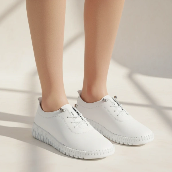 Skórzane półbuty na platformie T. Sokolski 4000 WHT białe wiązane