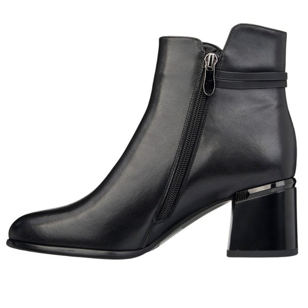 Czarne botki na obcasie damskie Filippo DBT7377/25 skórzane ocieplone