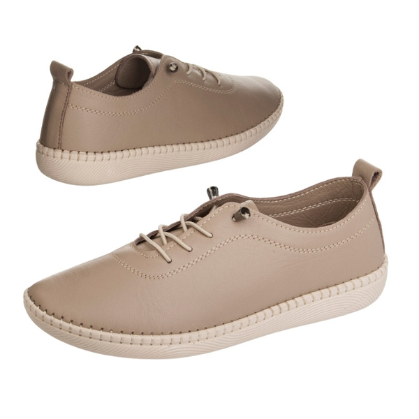 Beżowe półbuty skórzane T. Sokolski 2023 vizon wiązane buty damskie