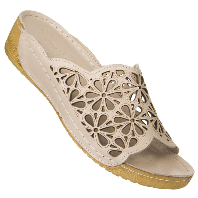 Szare klapki ażurowe damskie T. Sokolski HH L225 SGREY skórzane