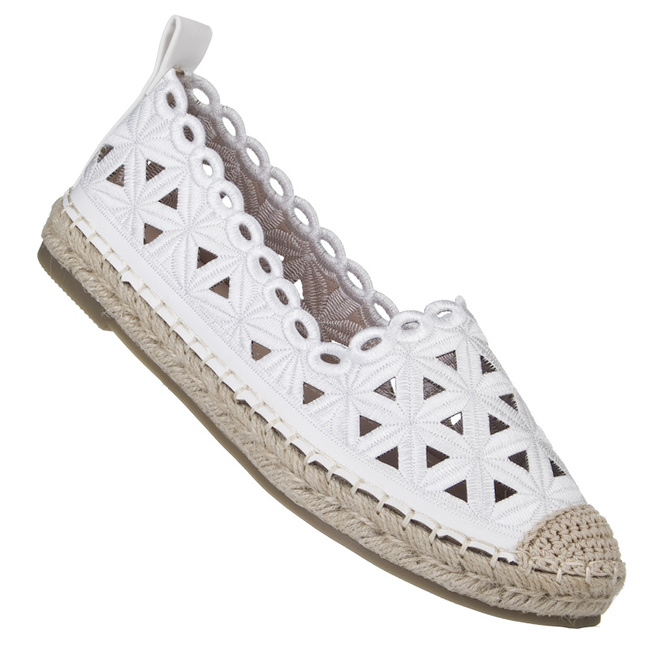 Espadryle damskie Potocki 16348WH białe materiałowe lekkie ażurowe