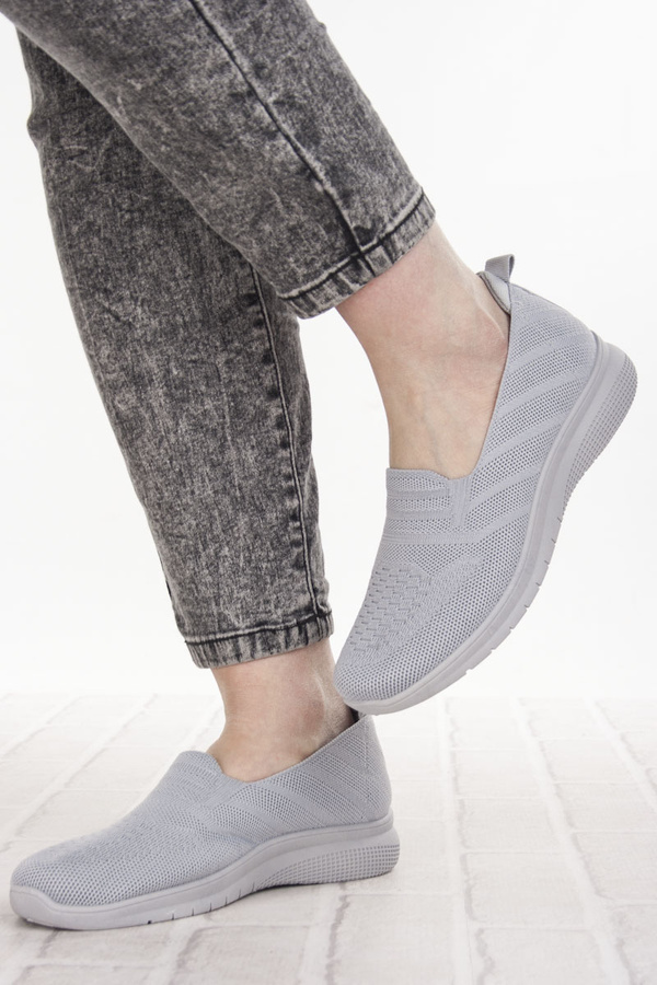 Sneakersy materiałowe damskie Potocki 16330GR szare buty slip-on