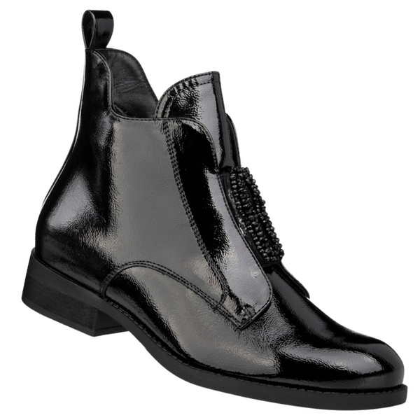 Eleganckie Botki lakierowane S.Barski HY52-525 czarne ocieplone