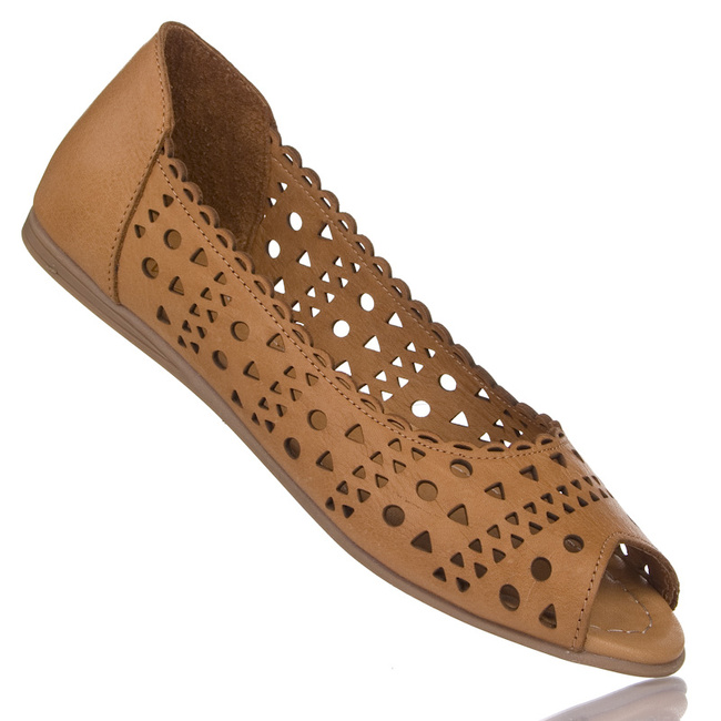 Ażurowe baleriny Open Toe Venezia A040LEBROBA118 brązowe buty damskie